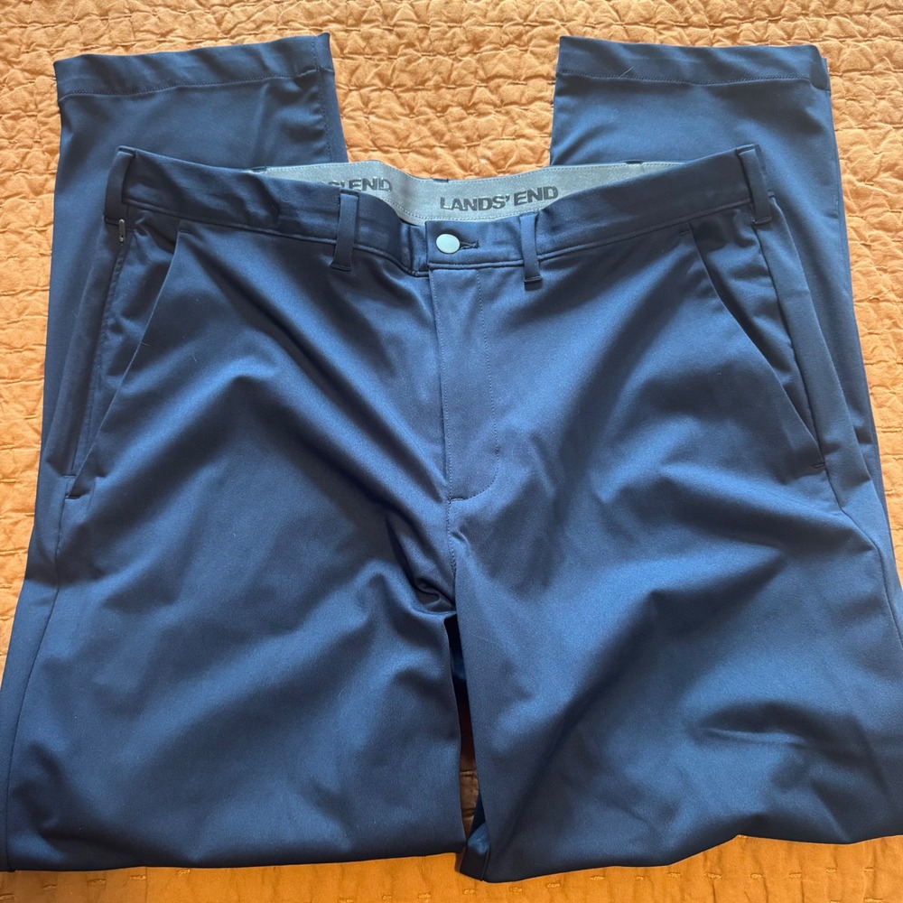 Lands End Mens Traditional Fit Performance Golf Pants Navy Blue 38x32 543961